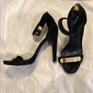 Tory Burch Black and Gold Stiletto Heels